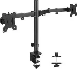 VIVO Black Dual LCD Monitor Desk Mount Stand, Heavy Duty Fully Adjustable, Fits 2 Screens up to 32" (STAND-V032)