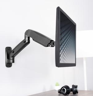 VIVO Black Pneumatic Spring Extended Arm, Full Motion Articulating 17" to 27" Monitor Wall Mount (MOUNT-V001G)