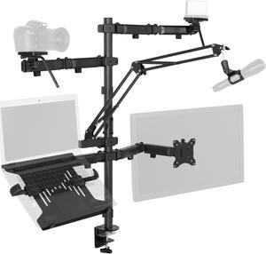 VIVO Black All-In-One Studio Livestream Desk Mount, 17" to 32" Monitor, Laptop, Camera, Mic Boom (STAND-LIVE2L)