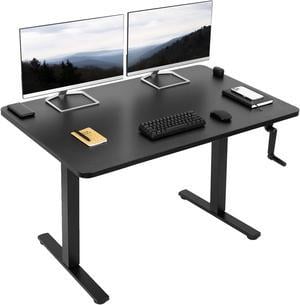VIVO Manual 48" x 30" Stand Up Desk with Hand Crank, Black Solid One-Piece Table Top, Black Frame (DESK-KIT-MB5B)