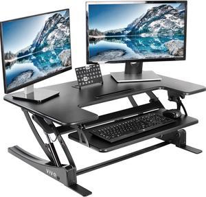 VIVO Black Height Adjustable Stand up Desk Converter | 36" Sit to Stand Tabletop Monitor Riser (DESK-V000V)