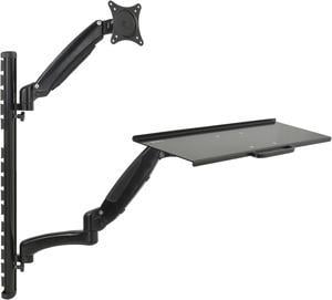 VIVO Black Sit-Stand Wall Mount Pneumatic Spring Monitor & Keyboard Workstation, Screens up to 27" (STAND-SIT1K)