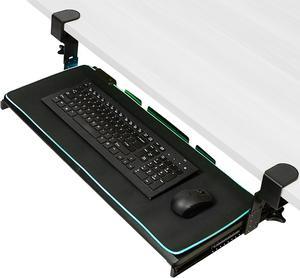 VIVO Black Clamp-on Height Adjustable Under Desk Keyboard Tray with RGB Pad, 27" x 11" Gaming Platform (MOUNT-KB05GP)