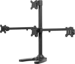 VIVO Steel Quad Monitor Mount w/ Heavy Duty Base, 3 + 1 Fully Adjustable Stand | Holds 4 Screens up to 32" (STAND-V104F)