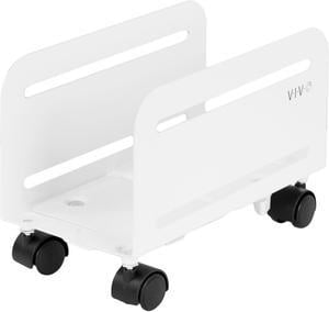 VIVO White Computer Desktop ATX Case CPU Steel Rolling Stand, Adjustable Mobile Cart Holder, Locking Wheels (CART-PC01W)