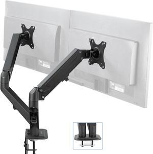 VIVO Black Articulating Dual Pneumatic Spring Arm Clamp-on Desk Mount Stand | Fits 2 Monitors 17" to 27" (STAND-V102O)