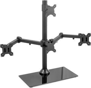 VIVO Steel Quad Freestanding Monitor Mount 3 + 1 Fully Adjustable Stand with Base | 4 Screens up to 24" (STAND-V004TG)