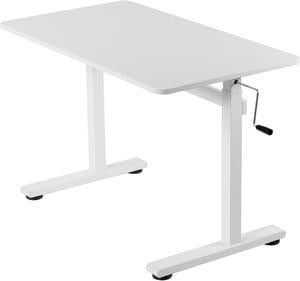 VIVO White 43" x 24" Manual Crank Stand Up Height Adjustable Desk, Frame and Solid One-Piece Table Top (DESK-M43TW)