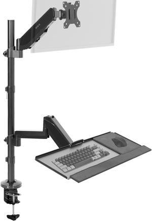 VIVO Sit-Stand Height Adjustable Pneumatic Spring Arm Keyboard Tray Desk Mount for 1 Screen up to 32" (STAND-SIT1B)