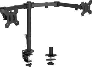 VIVO Full Motion Dual Monitor Desk Mount VESA Stand with Double Center Arm Joint | Fits 13" to 34" Screens (STAND-V102D)