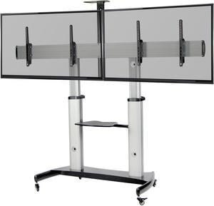 VIVO Ultra Heavy Duty Mobile Rolling TV Stand for Flat Screens 32 to 70  Adjustable Dual TV Cart Mount STANDTV12H
