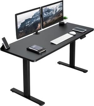 VIVO Electric 60 x 24 Stand Up Desk | Black Solid One-Piece Table Top, Black Frame (DESK-KIT-1B6B)