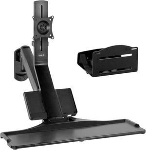 VIVO Premium Single Monitor & Keyboard Counterbalance Sit-Stand Wall Mount and CPU Holder (STAND-SIT1WD)