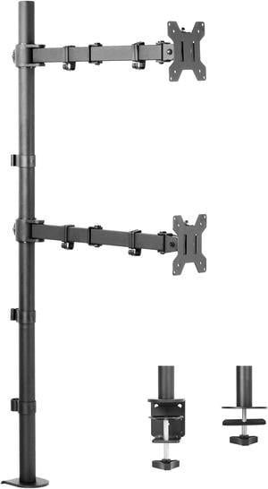 VIVO Dual Vertically Stacked Extra Tall Monitor Mount, Fully Adjustable Stand | Fits 2 Screens up to 27" (STAND-V012T)