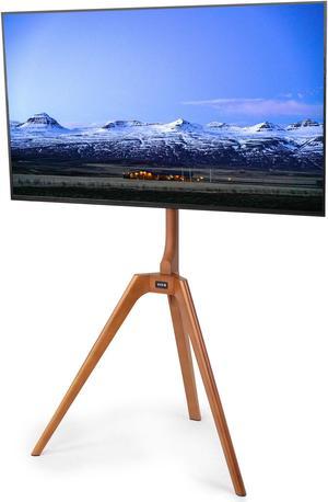 VIVO Artistic Solid Wood 45" to 65" TV Studio Tripod Floor Stand with Screen Swivel (STAND-TV65C)