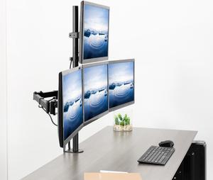 VIVO Quad 13" to 24" LCD Monitor Heavy Duty Desk Mount | 3 + 1 Stand, Holds 4 Screens (STAND-V104C)