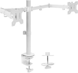 VIVO White Dual Ultrawide Monitor Desk Mount Stand, Heavy Duty Fully Adjustable, Fits 2 Screens up to 38", STAND-V038W