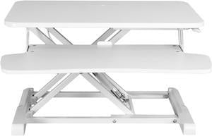 VIVO White 26" Height Adjustable Standing Desk Monitor Riser, Sit Stand Workstation Tabletop (DESK-V026KW)