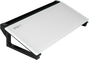 VIVO Glass 16 x 7 inch Desktop Whiteboard, Marker Slot & Open Storage, Dry Erase White Surface, Black Frame (DESK-WB16D)