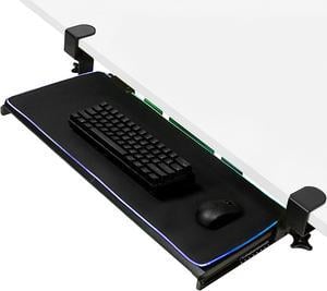 VIVO Clamp-on Computer Keyboard and Mouse Under Desk Slider Tray, 27" x 11" Platform Drawer with RGB Pad (MOUNT-KB05P)