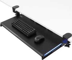 VIVO Black Clamp-on Under Desk Split Keyboard Tray with RGB Lights, 27" x 11" Gaming Platform (MOUNT-KB05EL)