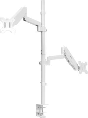 VIVO White Extra Tall Dual 17"-32" Monitor Pneumatic Spring Sit-Stand Desk Mount, Fully Articulating Stand, STAND-V012KW