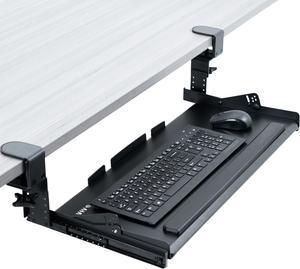 VIVO Premium 27" x 11" Keyboard Tray w/ Height Adjustment, Tilt, Swivel Clamps for Corner Mounting, Black, MOUNT-KB05HT