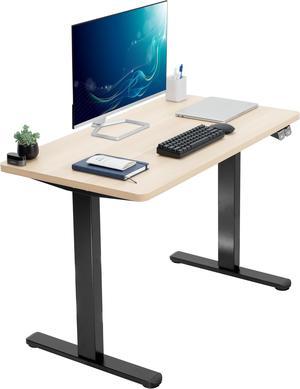 VIVO Electric 43 x 24 Stand Up Desk w/ 2 Button Control | Light Wood One-Piece Table Top, Black Frame (DESK-KIT-B04C)