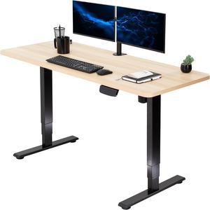 VIVO Electric 60 x 24 Standup Desk with Memory Controller, Light Wood One-Piece Table Top, Black Frame, DESK-KIT-2E6C