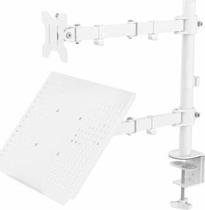 VIVO White Adjustable Laptop & Monitor Desk Mount Stand, Fits 1 Screen up to 32"