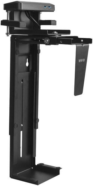 VIVO Adjustable Clamp-on Desk and Wall PC Mount with USB, Computer Case Holder with 135 Degree Swivel (MOUNT-PC10BU)