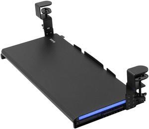 VIVO Black Clamp-on Height Adjustable Under Desk Keyboard Tray with RGB Light, 27" x 11" Gaming Platform (MOUNT-KB05GL)