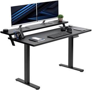 VIVO Electric 55" x 30" Stand Up Desk w/ Memory Presets, Black 2-Tier Table Top, Black Dual Motor Frame (DESK-KIT-E2TB)