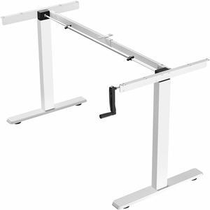 VIVO White Manual Height Adjustable Stand Up Desk Frame Crank System Ergonomic Standing Workstation (DESK-V101MW)