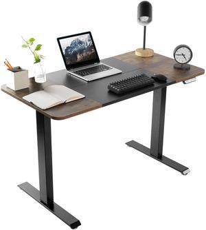 VIVO Black and Rustic Vintage Brown Wood Electric 47" x 24" Sit Stand Desk, Height Adjustable Workstation (DESK-E144BN)