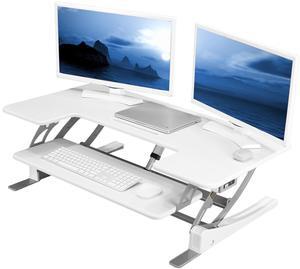 VIVO White Electric Height Adjustable Extra Wide 42" Stand Up Desk Converter