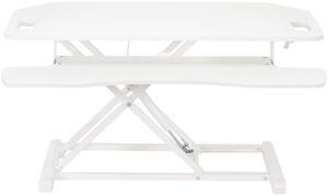 VIVO White Height Adjustable Corner Desktop Monitor Riser 38" Sit Stand Tabletop