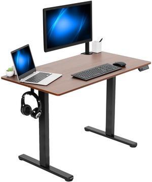 VIVO Electric 44" x 24" Sit Stand Desk Workstation, Dark Wood Top, Black Frame