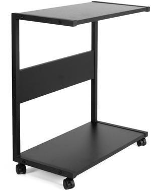 VIVO Black Mobile PC Cart with Storage, 2-Tier Shelf CPU Holder, Computer Tower Floor Stand with Wheels, CART-PC03