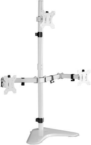 VIVO White Triple LCD Monitor Stand Desk Mount Freestanding Heavy Duty Base, Fits 3 Screens up to 30" (STAND-V003EW)