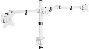 VIVO White Triple Monitor Mount, Articulating Stand for 3 Screens up to 24"
