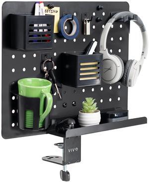 VIVO Black Steel Clamp-on Rotating 17" x 13" Pegboard, Magnetic Desk Organizer