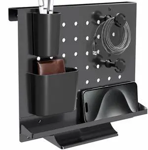 VIVO Steel Freestanding Desktop Pegboard, 12 x 10 inch Peg Board w/ Accessories, Optional Wall Mounting, Black, PP-DK04F