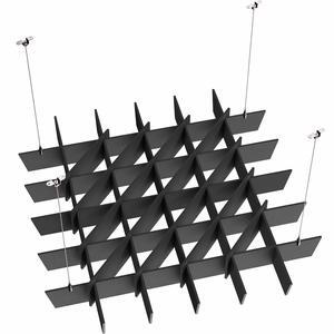 VIVO Acoustic Dual Layer 45 x 45 inch Ceiling Waffle Panel, Hanging Sound Absorber Chandelier, Black, PP-CW02B