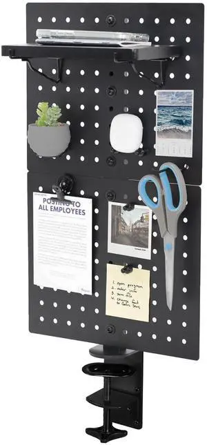 VIVO Steel Clamp-on 12" x 20" Desktop Pegboard, Magnetic Privacy Panel