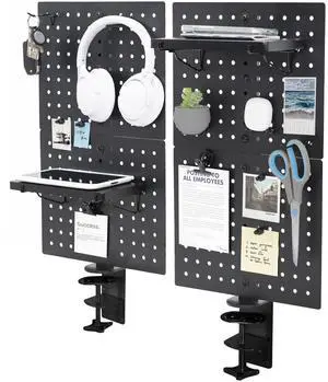 VIVO Steel Clamp-on 24" x 20" Desktop Pegboard, Magnetic Privacy Panels, Above or Below Desk Office Organizer, PP-DK24B