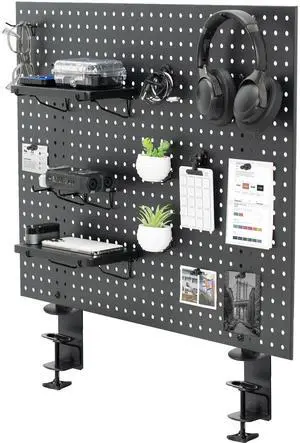 VIVO Steel Clamp-on 30" x 24" Desktop Pegboard, Magnetic Privacy Panel