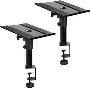 VIVO Universal Black Steel Clamp-on Desk / Table Speaker Stands, 2 Pack