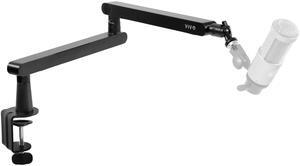 VIVO Clamp-on Low Profile Height Adjustable Heavy Duty Microphone Boom Arm Desk Mount, Black (STAND-MIC03L)