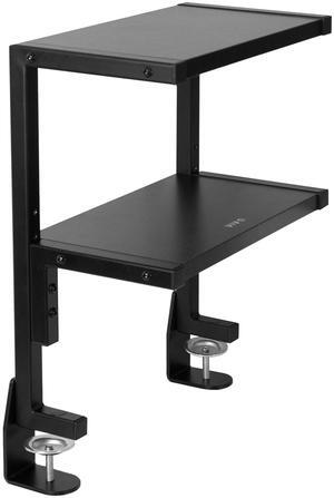 VIVO Black Clamp-on 13" Above or Below Desk 2-Tier Shelving Unit, Desk Organizer